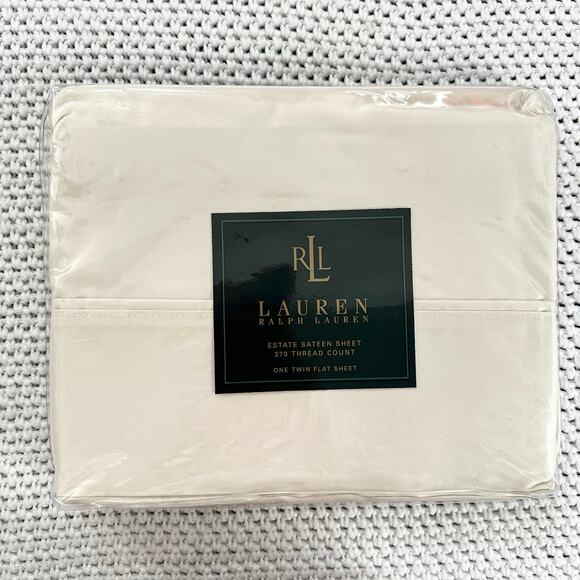 Lauren Ralph Lauren Vintage Estate Sateen Sheet Beige Sand Dune Twin Sheet Set - Picture 7 of 9